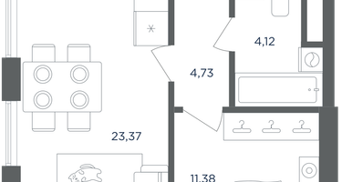1-к. квартира, 45 м²