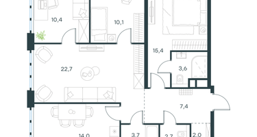 4-к. квартира, 92&nbsp;м²