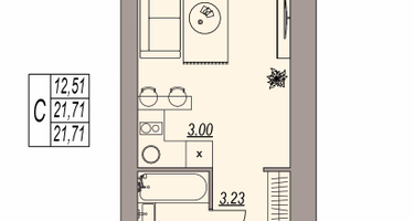 Студия, 21&nbsp;м²