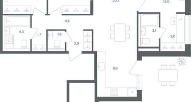 4-к. квартира, 104&nbsp;м²