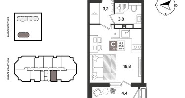 Студия, 29 м²