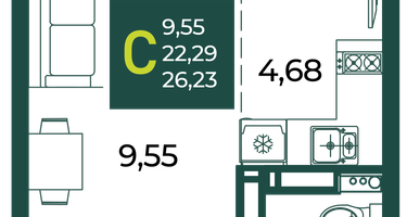 Студия, 26 м²