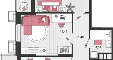 2-к. квартира, 71&nbsp;м²