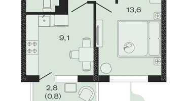 1-к. квартира, 31&nbsp;м²