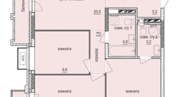3-к. квартира, 76 м²