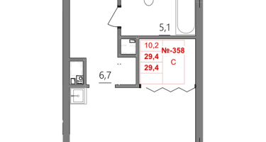 Студия, 29&nbsp;м²