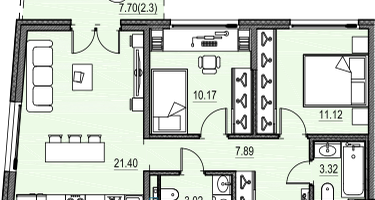 2-к. квартира, 67&nbsp;м²