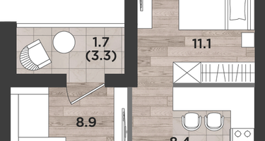 2-к. квартира, 37 м²