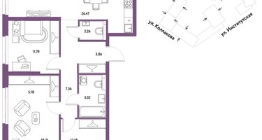 3-к. квартира, 92&nbsp;м²