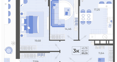3-к. квартира, 82&nbsp;м²