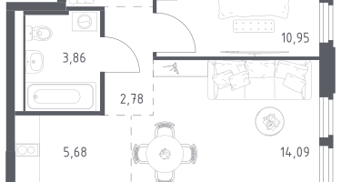 Студия, 40&nbsp;м²