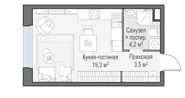 Студия, 27&nbsp;м²