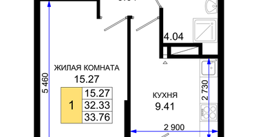 1-к. квартира, 33 м²