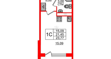 Студия, 21&nbsp;м²