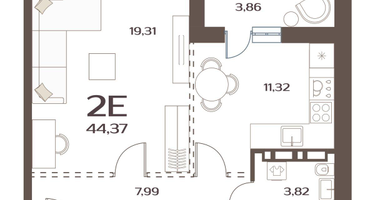 1-к. квартира, 42&nbsp;м²