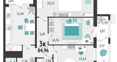 3-к. квартира, 78&nbsp;м²