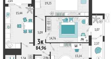 3-к. квартира, 78&nbsp;м²