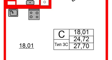 Студия, 24&nbsp;м²