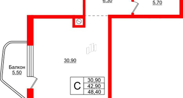 Студия, 48&nbsp;м²