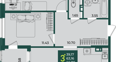 3-к. квартира, 66&nbsp;м²