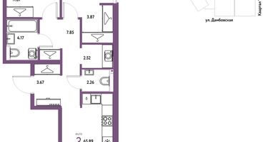 3-к. квартира, 65 м²
