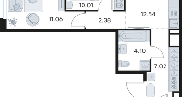2-к. квартира, 51 м²