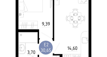 1-к. квартира, 30&nbsp;м²