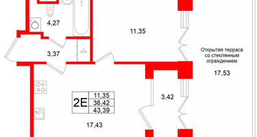 1-к. квартира, 36 м²