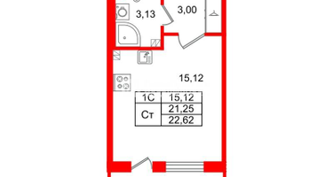 Студия, 21&nbsp;м²