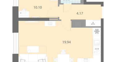 1-к. квартира, 38&nbsp;м²