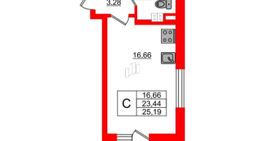Студия, 25&nbsp;м²