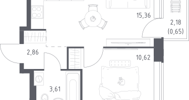 1-к. квартира, 33&nbsp;м²