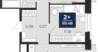 2-к. квартира, 56&nbsp;м²