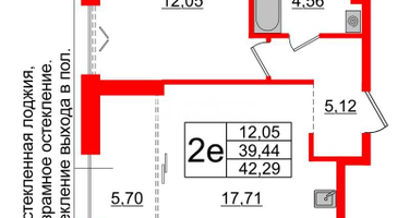 1-к. квартира, 39 м²