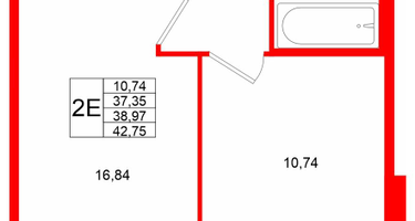 1-к. квартира, 38&nbsp;м²