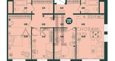 3-к. квартира, 87&nbsp;м²