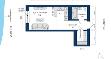 Студия, 28&nbsp;м²