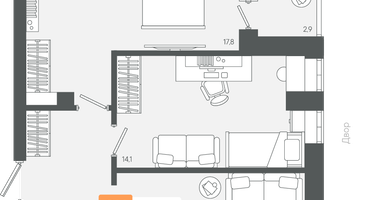 2-к. квартира, 68&nbsp;м²