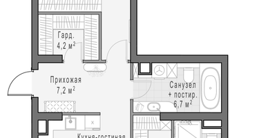 2-к. квартира, 76&nbsp;м²