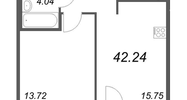 Студия, 42&nbsp;м²