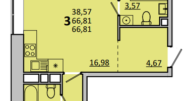 3-к. квартира, 66&nbsp;м²