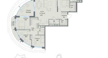 4-к. квартира, 136&nbsp;м²
