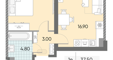 Студия, 37&nbsp;м²