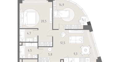3-к. квартира, 74&nbsp;м²