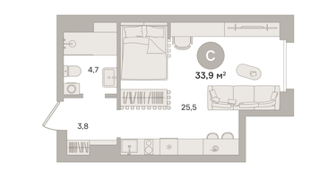 Студия, 33&nbsp;м²