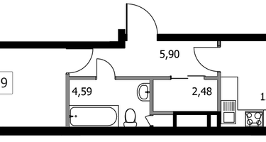 1-к. квартира, 44&nbsp;м²