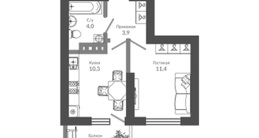1-к. квартира, 30 м²