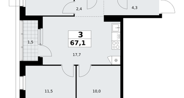 3-к. квартира, 67&nbsp;м²