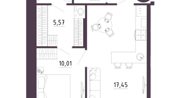 1-к. квартира, 45&nbsp;м²