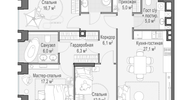 4-к. квартира, 107 м²